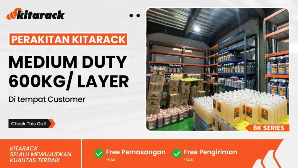 PERAKITAN RAK GUDANG MEDIUM DUTY 600KG DI TEMPAT CUSTOMER 